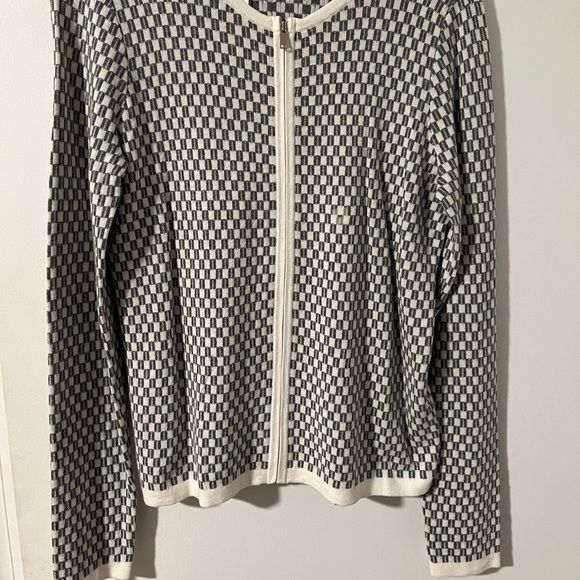 Ann Taylor checkered sweater. White/gray. Medium. - Picture 1 of 4